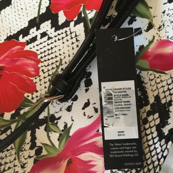 Tahari Floral Snake Satchel. - Picture 4 of 9